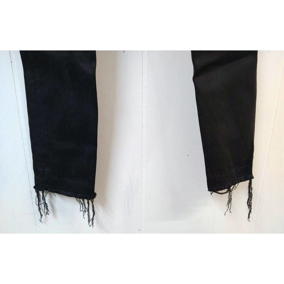 DL1961 Chloe Skinny Girls 10 Jeans Black Waxed Frayed Hems - Picture 5 of 6